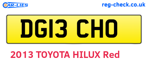 DG13CHO are the vehicle registration plates.