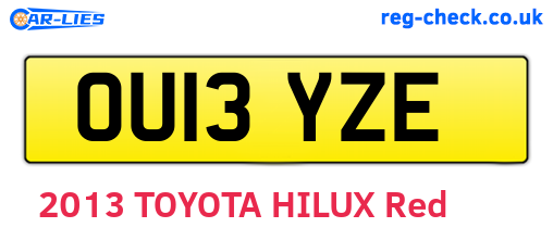 OU13YZE are the vehicle registration plates.