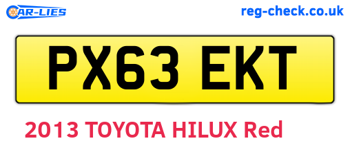 PX63EKT are the vehicle registration plates.