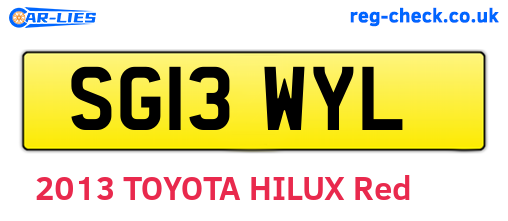 SG13WYL are the vehicle registration plates.