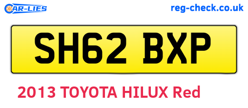 SH62BXP are the vehicle registration plates.