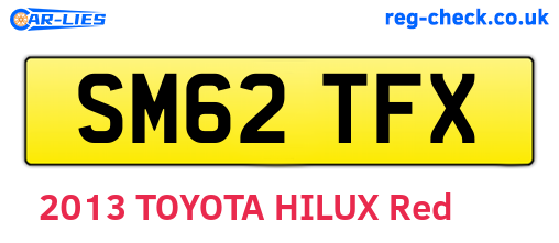 SM62TFX are the vehicle registration plates.