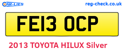 FE13OCP are the vehicle registration plates.