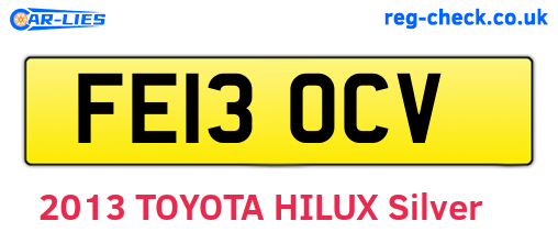 FE13OCV are the vehicle registration plates.