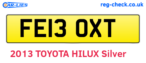 FE13OXT are the vehicle registration plates.
