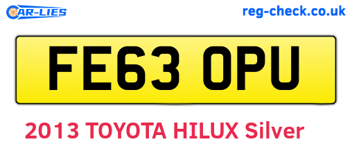FE63OPU are the vehicle registration plates.