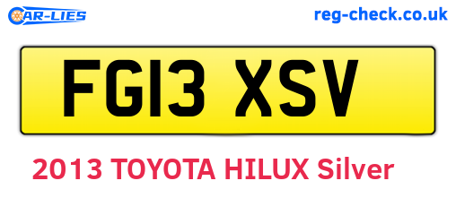 FG13XSV are the vehicle registration plates.