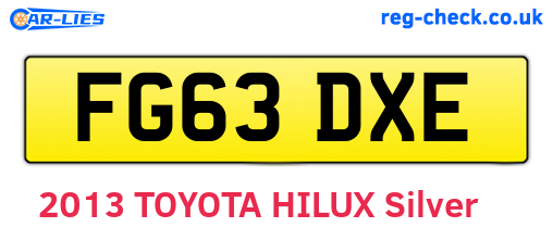 FG63DXE are the vehicle registration plates.