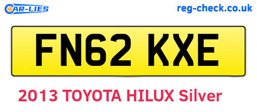 FN62KXE are the vehicle registration plates.