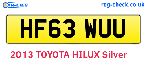 HF63WUU are the vehicle registration plates.