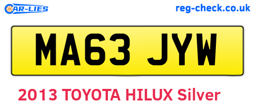 MA63JYW are the vehicle registration plates.