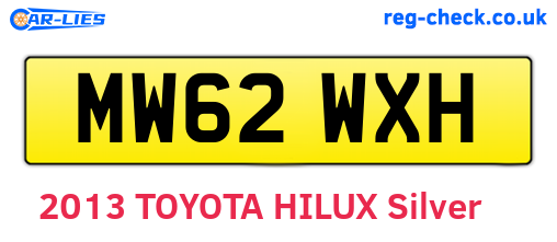 MW62WXH are the vehicle registration plates.