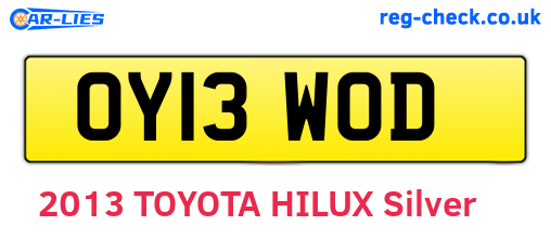 OY13WOD are the vehicle registration plates.