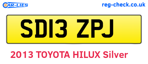 SD13ZPJ are the vehicle registration plates.