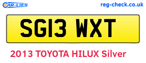 SG13WXT are the vehicle registration plates.