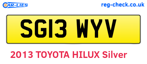 SG13WYV are the vehicle registration plates.