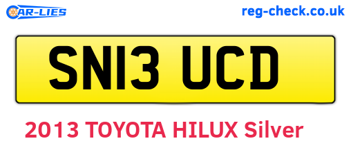 SN13UCD are the vehicle registration plates.