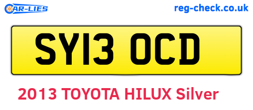 SY13OCD are the vehicle registration plates.