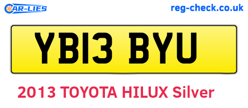YB13BYU are the vehicle registration plates.