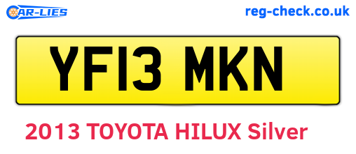 YF13MKN are the vehicle registration plates.