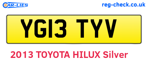 YG13TYV are the vehicle registration plates.