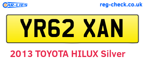 YR62XAN are the vehicle registration plates.