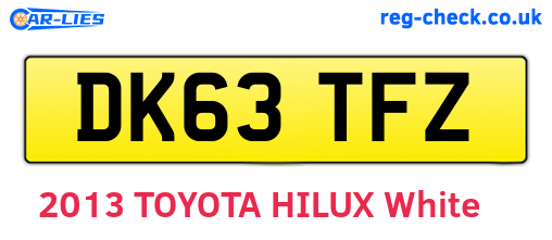 DK63TFZ are the vehicle registration plates.
