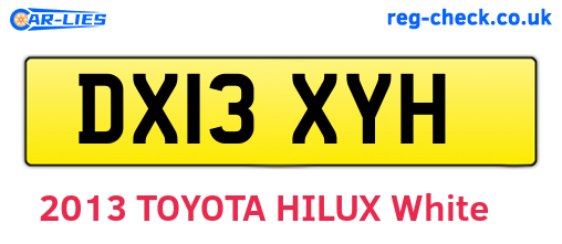 DX13XYH are the vehicle registration plates.
