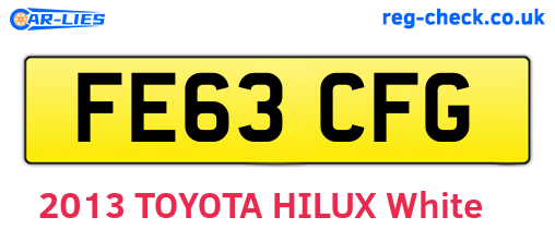 FE63CFG are the vehicle registration plates.