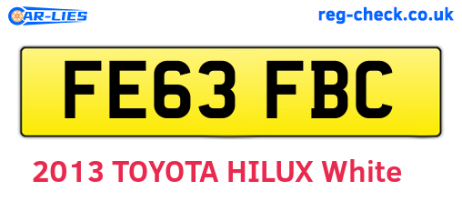FE63FBC are the vehicle registration plates.