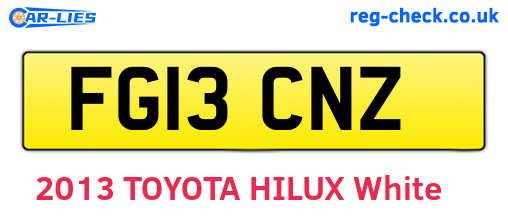 FG13CNZ are the vehicle registration plates.
