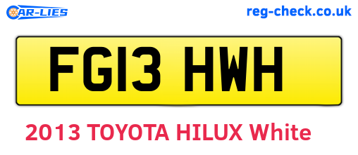 FG13HWH are the vehicle registration plates.