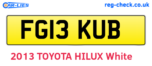 FG13KUB are the vehicle registration plates.