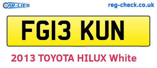 FG13KUN are the vehicle registration plates.