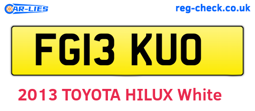 FG13KUO are the vehicle registration plates.