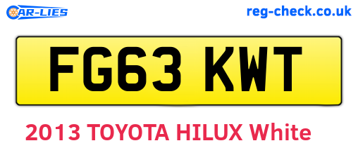 FG63KWT are the vehicle registration plates.