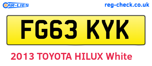 FG63KYK are the vehicle registration plates.