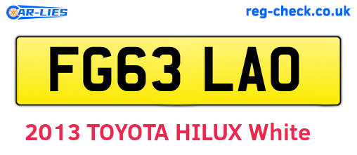 FG63LAO are the vehicle registration plates.