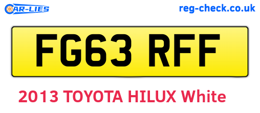 FG63RFF are the vehicle registration plates.