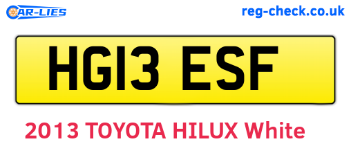 HG13ESF are the vehicle registration plates.