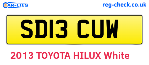 SD13CUW are the vehicle registration plates.