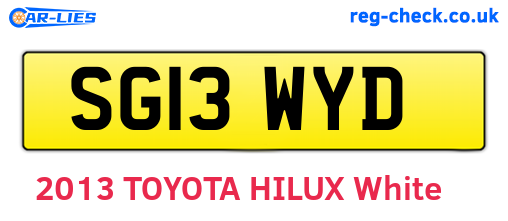 SG13WYD are the vehicle registration plates.