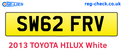 SW62FRV are the vehicle registration plates.