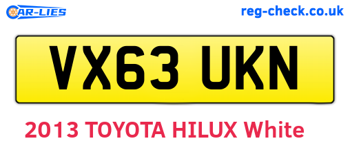 VX63UKN are the vehicle registration plates.