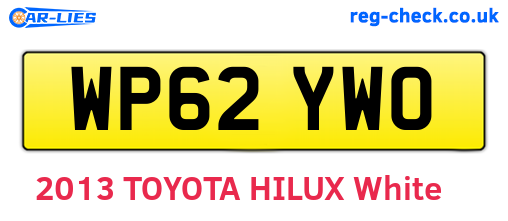 WP62YWO are the vehicle registration plates.