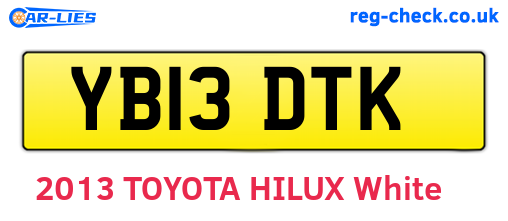 YB13DTK are the vehicle registration plates.