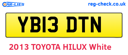 YB13DTN are the vehicle registration plates.