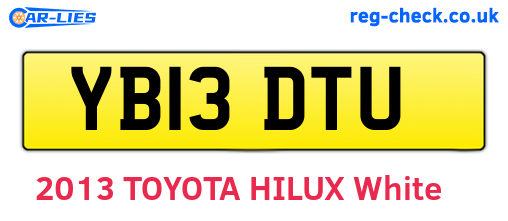 YB13DTU are the vehicle registration plates.