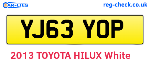 YJ63YOP are the vehicle registration plates.