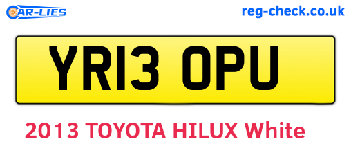 YR13OPU are the vehicle registration plates.